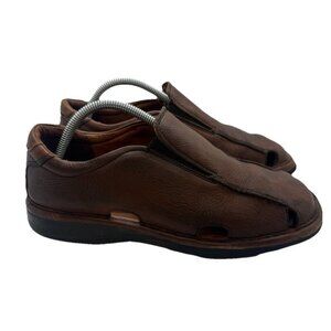 Johnston & Murphy Brown Leather Slip-On Men's Fisherman Sandals Shoes Sz 9 #8186